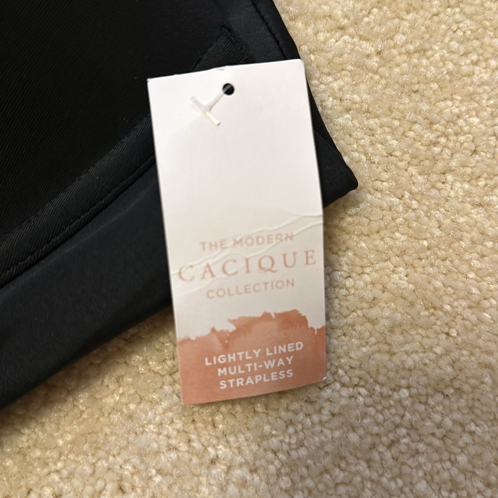 Pretty Cacique black Bra size 46C 5 hook closure multi- way strapless un… - Picture 5 of 8